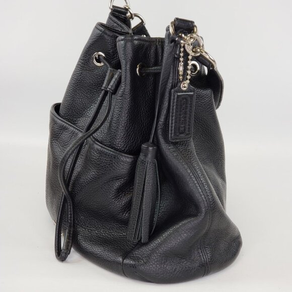 Coach AVERY Black Pebble Leather HOBO Drawstring Shoulder Bag Purse Style 27003 - Picture 3 of 15